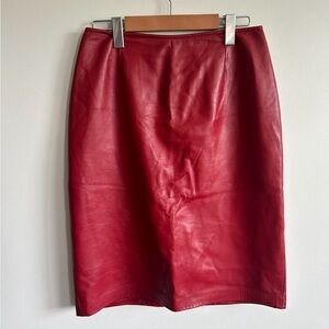 Danier Red Leather Skirt